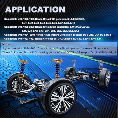 MOSTPLUS 4pcs Full Lowering Coilovers Struts Suspensions Shock Compatible with 2005 2006 2007 2008 2009 2010 Scion TC Struts Height Adjustable by 1-3” - size: 2005-2010 Scion TC
