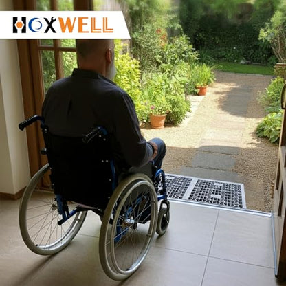 HOXWELL Modular Threshold Ramps for Doorways, 2'' Rise Wheelchair Ramps for Home Steps, 3000 Lbs Load Capacity Detachable Solid Plastic Entry Door Ramps for Wheelchairs and Cars, 2 PCS - size: 2''-2 Packs