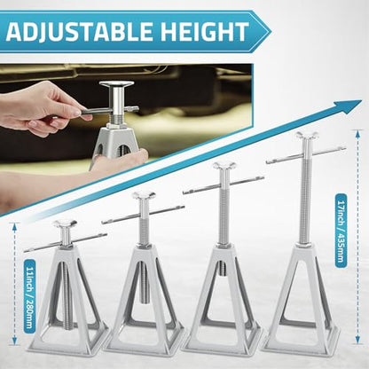 PAULINN RV Stabilizer Jacks 4 Pack, Heavy Duty Aluminum Jack Stands for Travel Trailer Camper, Single Screw Jack Support up to 6000 Lbs, Adjustable from 11 inch to 17 inch