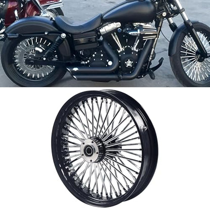 FatFlex 18" Rear Wheel Chrome Fat Spokes Black 3.5" Rim - color: 18" x 3.5", Black+Chrome+Black