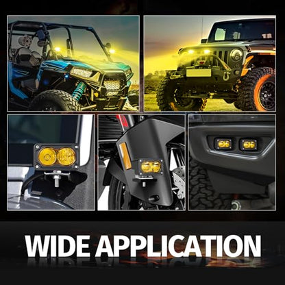LED Pods Amber 3" Driving Fog Light Yellow Off Road Lights - color: Yellow