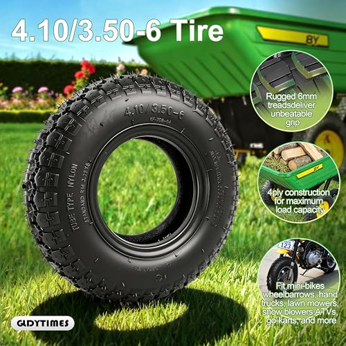 4.10/3.50-6 Outer Tire, Replaces 13x4.00-6 Tire,Fits Go Kart ATV Quad 4 Wheeler Mini Bike Garden Rototiller Snow Blower Wheelbarrow lawn Tractor - color: 4.10/3.50-6 tire black