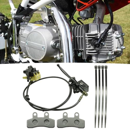 Front Hydraulic Disc Brake Master Cylinder Caliper Assembly with Brake Pads Replacement for Taotao DB10 DB14, Replacement for SSR125 SSR110, for 50cc 70cc 90cc 110cc 125cc Dirt Pit Bike ATV