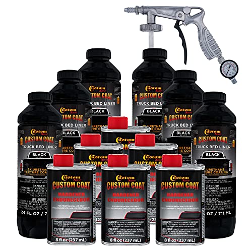 Custom Coat Black Urethane Spray-On Truck Bed Liner Kit with Gun,1.5 Gallon - color: Black, size: 1.5 Gallon Kit with Gun