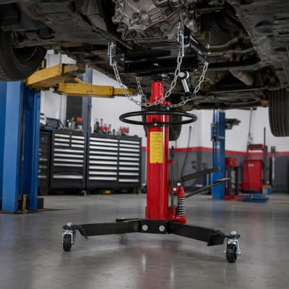 1322LBS Transmission Jack Capacity 2-Stage Hydraulic Telescopic Jack with 360° Swivel Wheel Red