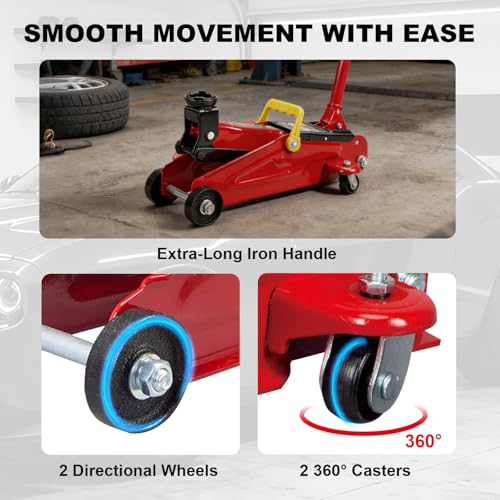 BIG RED 2 Ton Hydraulic Floor Jack, 4000 lbs Capacity Low Profile Trolley Service Jack with 5.2"-13.3" Lifting Range, Heavy Duty Steel Car Jack for Sport Utility Vehicle, Cars, Red - size: 2 Ton (4,000 lb) Floor Jack