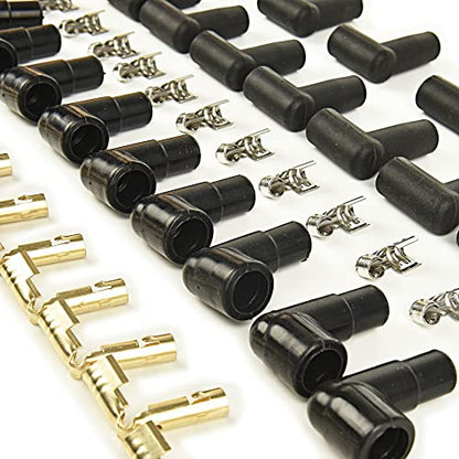 Universal Spark Plug Wire Set 8.5mm with Red Silicone Jacket and Straight Boots Replaces 4040 - style: 180 Degree Boots
