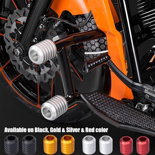 Advanblack Motorcycle Frame Sliders Machined CNC Alumium Crash Bar Slider Fit All Flat Out & Highway 1 1/4" Crash Bar Saddlebags Guards (Silver) - color: Silver