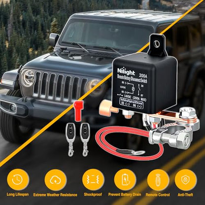 Nilight Remote Battery Disconnect Switch 12V 200A - color: 200A Remote Control