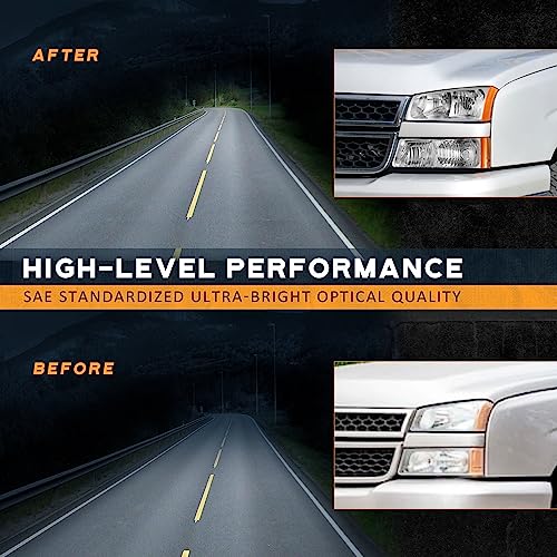 WEELMOTO Headlights for 03-07 Chevy Silverado1500/2500/3500/1500HD/2500HD - color: Clear Lens l Chrome Housing l Amber Reflector