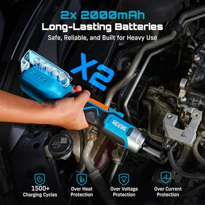 Seesii 3/8" Cordless Electric Ratchet Wrench for Auto, DIY & Tight Spaces - size: 2 in