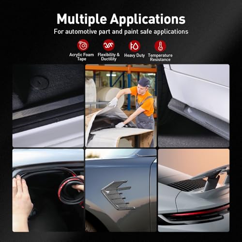 3M Automotive Acrylic Plus Tape, 0.24" x 18Ft, PT1100, Dark Gray - size: 0.24" x 18Ft