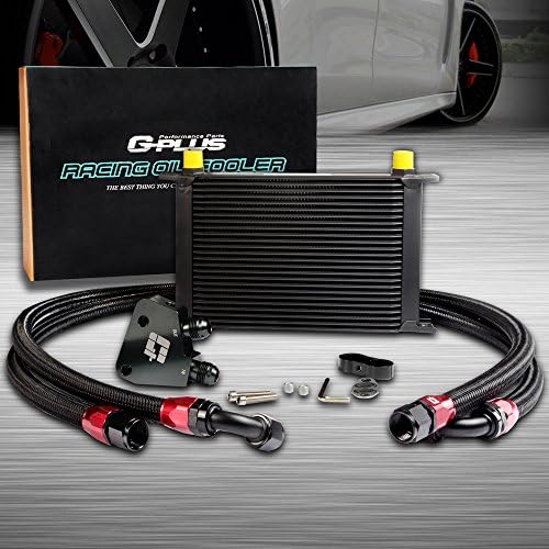 G-PLUS Engine Transmission Oil Cooler Kit + Oil Cooler Sandwich Plate Kit AN10-10AN 25 Row GM Aluminum Fit GM LS1 LS2 LS3 Black - color: Black, size: LS1 LS2 LS3