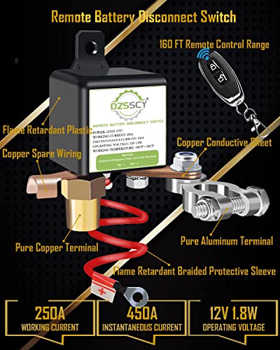 Remote Battery Disconnect Switch 12v, Kill Switch for Car Truck, Anti-Theft - color: 250A Standard
