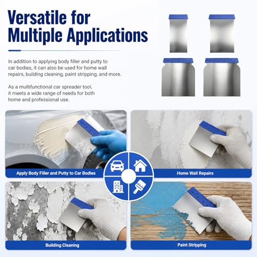 4PCS Car Body Filler Spreader Kit,4 Sizes Car Scraper