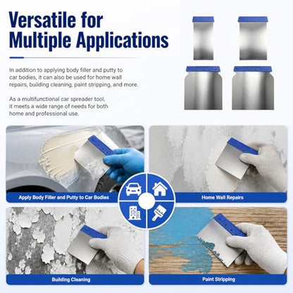 4PCS Car Body Filler Spreader Kit,4 Sizes Car Scraper
