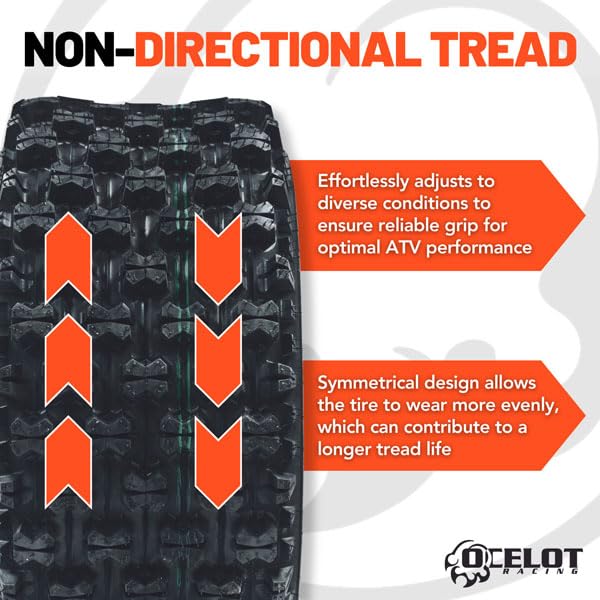 Ocelot P357 20x11x10 ATV Tires 6-Ply Bias Construction Non-Directional Tread Pattern For Durability, Grip, and Traction Off-Roading - All Terrain Rear 20x11-10 ATV Tire