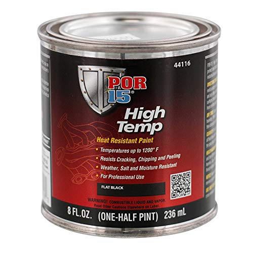 POR-15 High Temperature Paint, High Heat Resistant Paint, Weather and Moisture Resistant, 8 Fluid Ounces, Flat Black - color: Black, size: 8 Fl Oz (Pack of 1)