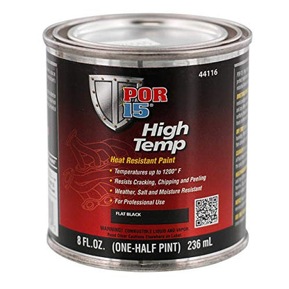 POR-15 High Temperature Paint, High Heat Resistant Paint, Weather and Moisture Resistant, 8 Fluid Ounces, Flat Black - color: Black, size: 8 Fl Oz (Pack of 1)