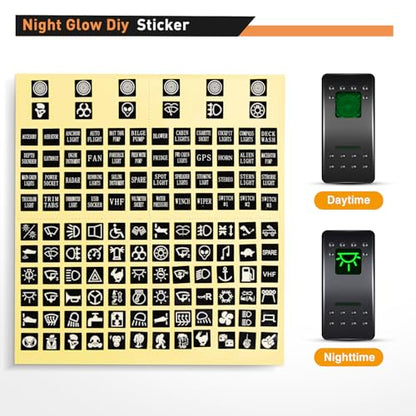 Nilight 3 Gang Rocker Switch Panel SPST On Off 5PIN Electrical Toggle Green - color: Green, size: 3 Gang