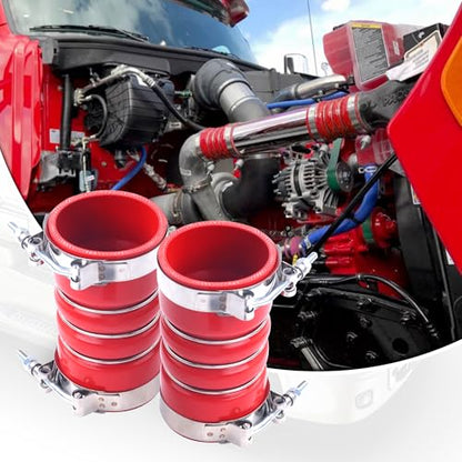 3" X 6" Silicone Charge Air Cooler Hump Hose with Clamps,4PCS Red - color: Red, size: 3" x 6"