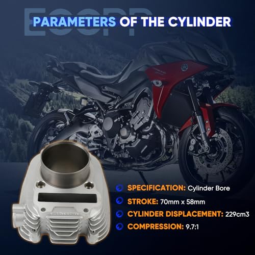 ECCPP 229cc Cylinder Gasket Top End Rebuild Kit for Yamaha XT225 1992-2007 - size: MD-1037YM15301-3