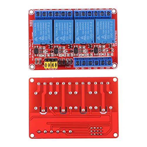 2pcs Relay Module 24V Relay Board Shield 4 Channel with Optocoupler Isolation Suport High/Low Level Trigger - color: 24V