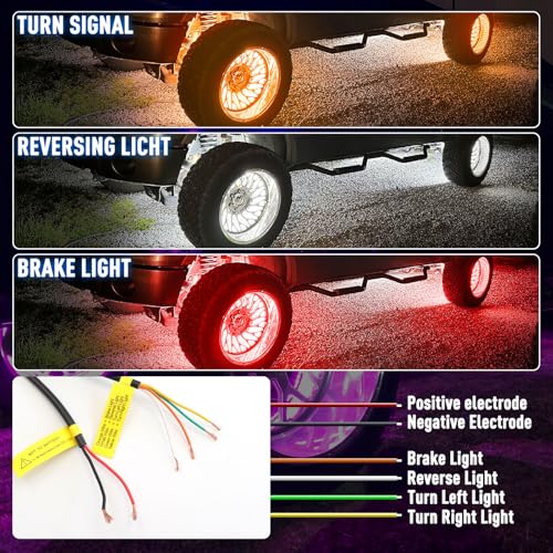 17" 4PCS Double Row Wheel Ring Lights Rim Lights for Truck Pickup - size: 17inch