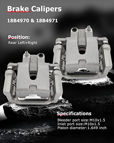 cciyu Rear Left & Right Disc Brake Calipers w/Bracket 18B4970 18B4971 - size: Rear[18B4970+18B4971]
