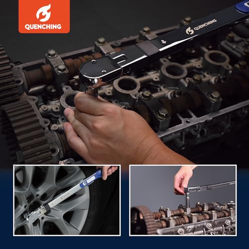 QUENCHING Torque Wrench 1/2 Inch Drive, Split Beam Design with ±4% Accuracy, Dual Scale ft-lb & Nm, 15° Flex Head, CR-V Steel, Pre-Calibrated, with Storage Case - size: 1/2"DR. 40-250 FT-LB