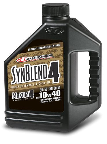 Maxima Racing Oils 349128B-3PK Syn Blend4 10w40 Synthetic Blend Motorcycle Engine Oil 1G Bottle, 3-Pack - size: 1 Gallon, style: 3 Pack