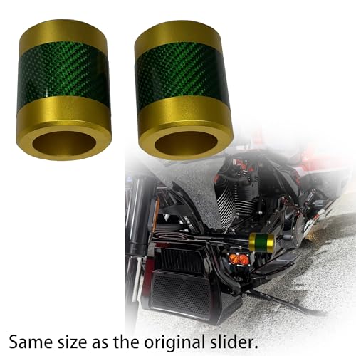 Motorcycle Crash Bar Guard CNC Slider Engine Guard Collision Protector with Green Carbon Fiber Fit for Harley 2024 CVO Road Glide ST,2PCS (Gold) - color: Gold