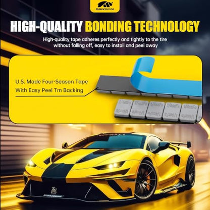 MIKKUPPA Grey 1/4oz Adhesive Stick on Wheel Weights 0.25oz, 12oz/Box - color: Grey, size: 48 PCS