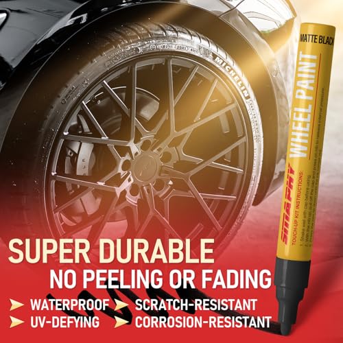 Wheel Scratch Repair Kit, Matte Black Rim Paint Pen for Curb Rash - color: No.02 Matte Black