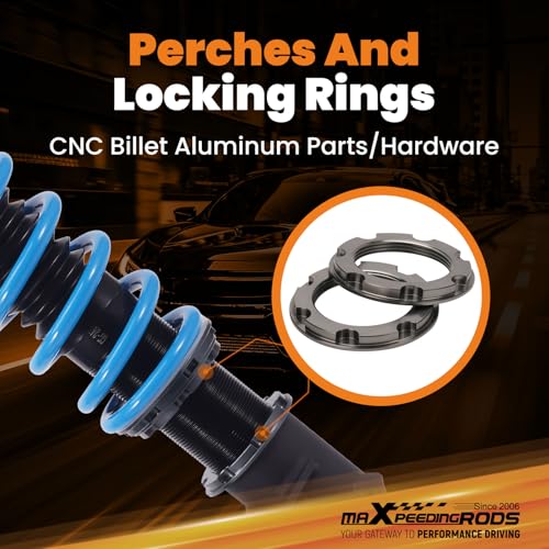maXpeedingrods Coilover for Mitsubishi Mirage 1997-2001, 24 Levels Damper Adjustable Coilovers Suspension Kit Strut, Height Adjustable Shock Absorrber Struts, T6 Upgraded Lowering Kits Blue