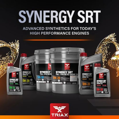 TRIAX Synergy SRT 10W-40 - Full Synthetic, Friction Modified Engine Oil - 20K Miles, API SP Licensed, 3x Wear Protection - Nano Boron and Moly Friction Modified (5 Quart - 3 Pack) - size: 5 Quart - 3 Pack