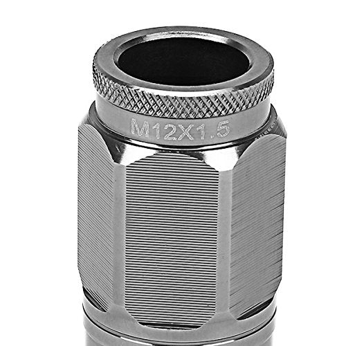 Auto Dynasty M12 x 1.5 Open End Design 16-Piece Aluminum Alloy Wheel Lug Nuts + 4 x Lock Nut + 1 x Lock Nut Key (Gun Metal) - color: Gun Metal