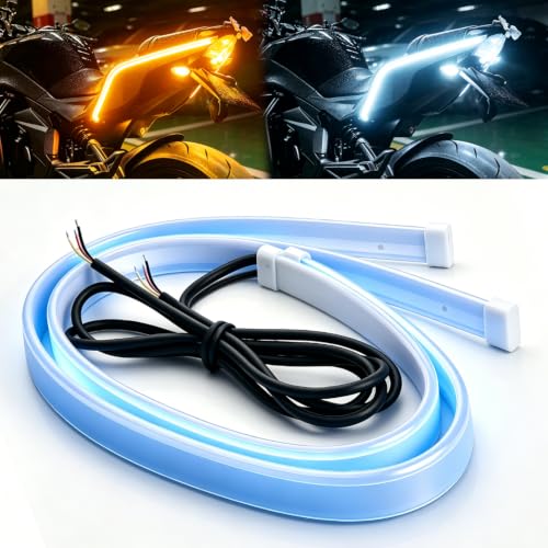 Qasim 12 Inch LED Strip Light,White DRL Amber Streamer Turn Signal - size: 30CM White&Amber