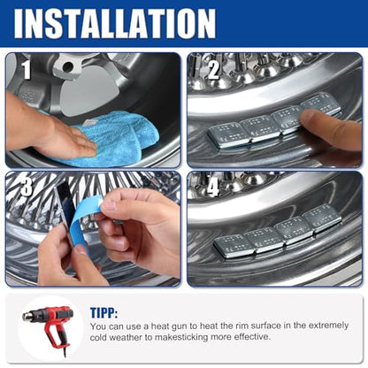 JiiinMiiin 1/2oz, 0.5oz, 126PCS Gray Steel Adhesive Stick on Wheel Weights - color: Chrome, size: 0.5oz - 126PCS