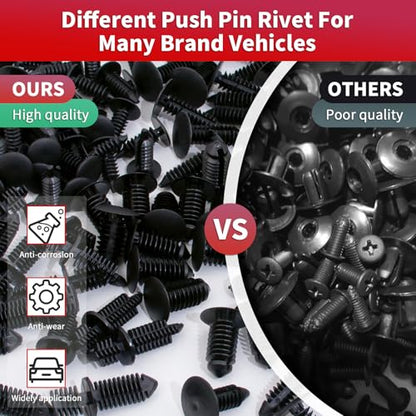 170PCS Universal Auto Body Shield Retainer Fastener Clip Assortment - Christmas Tree Style & Double End Xmas Tree Retainers, Car Truck Vehicle Fender Bumper Shield Door Panel Push Pins Rivets - size: 170 Pcs