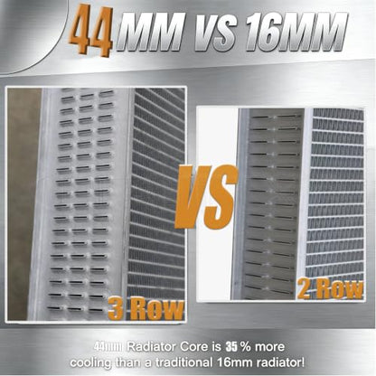3 Row All aluminum Radiator Compatible with 2004-2009 Dodge Ram 1500/2500/3500 Pickup 5.7L V8 Models (AT) 44mm Core Thickness, Automotive Performance Radiators, Crossflow Radiator