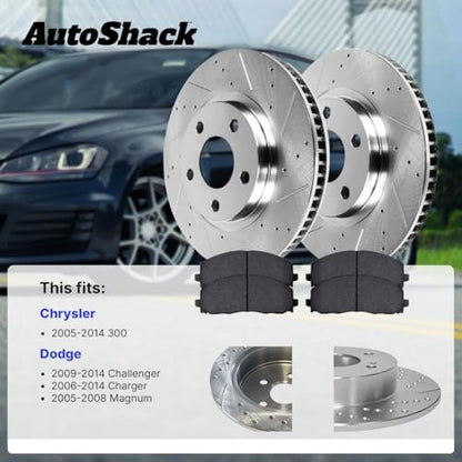 AutoShack Front Vented & Rear Vented Silver Zinc Coated Rotors & Pads - style: SilverShiled Pro & Pad