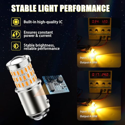 iBrightstar 1156 LED Bulb Amber, BA15S 1141 LED Turn Signal Bulbs Super Bright for Vehicle Blinker Lights and Turn Signal Lights, 2 Pack - color: Amber, size: 1156