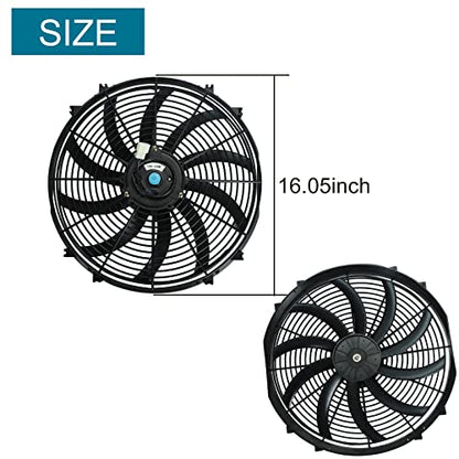 16" inch Universal Slim Fan Push Pull Electric Radiator Cooling 12V Mount Kit - color: Black, size: 16 Inch