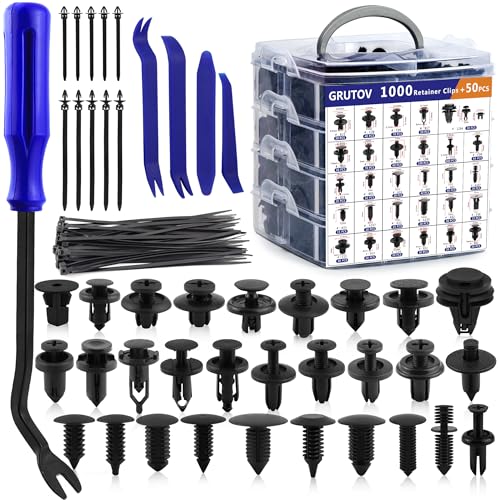 Car Clips Bumper Clips Shield Retainer Clips Plastic Rivets 1050PCS Automotive Push Pins Assortment Xmas Tree Fasteners Kit Most Common Sizes Auto Body with Removers for Ford Honda Chrysler GM Blue - size: 1050PCS