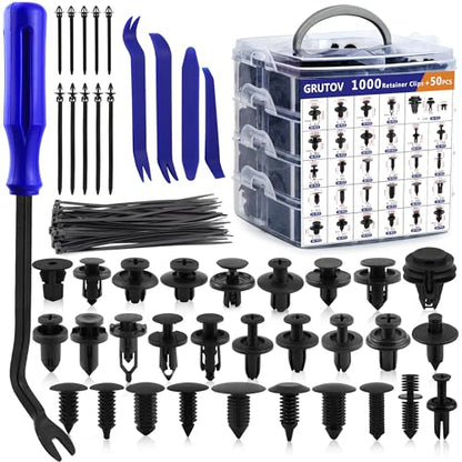 Car Clips Bumper Clips Shield Retainer Clips Plastic Rivets 1050PCS Automotive Push Pins Assortment Xmas Tree Fasteners Kit Most Common Sizes Auto Body with Removers for Ford Honda Chrysler GM Blue - size: 1050PCS