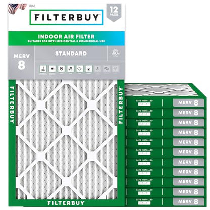 Filterbuy 11.25x23.25x1 Air Filter MERV 8 Dust & Allergy Defense (12-Pack) - style: 11.25x23.25x1
