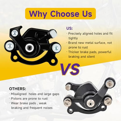 HIAORS Mini Bike Rear Disc Brake Caliper for Coleman CT100U CC100X B100 RB100 Baja DB30 Motovox MBX10 MBX11 GMB100 79cc 97cc 99cc 105cc 2.5hp 2.8hp Mega Moto MM-B80 MM-B105 Parts Brake Pads Black - color: Black
