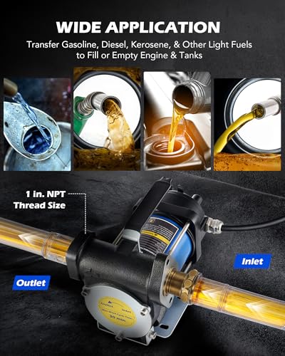 OMT 12GPM Gasoline Transfer Pump, 12V Priming Electric Fuel Pump Set - color: 12GPM Gas Pump