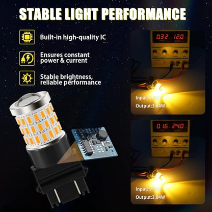 iBrightstar 3157 LED Bulb Amber, 3157a LED Turn Signal Bulbs Super Bright for vehicle Blinker Lights and Turn Signal Lights, 2 Pack - color: Amber, size: 3157